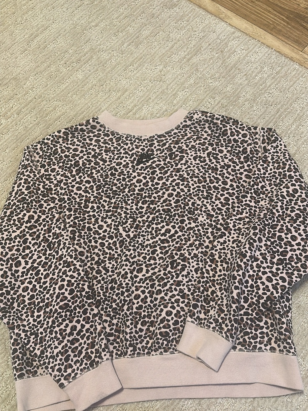 Nike Pink and Black Leopard Print Sweatshirt